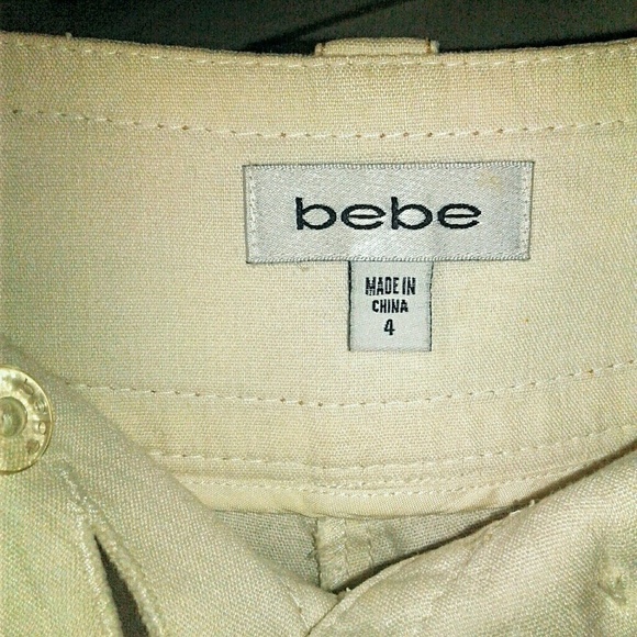 Bebe White Linen Blend Trouser Pants: Size 4 - Picture 7 of 8
